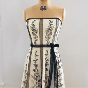 BCBG Max Azria black & white strapless dress. Size 10